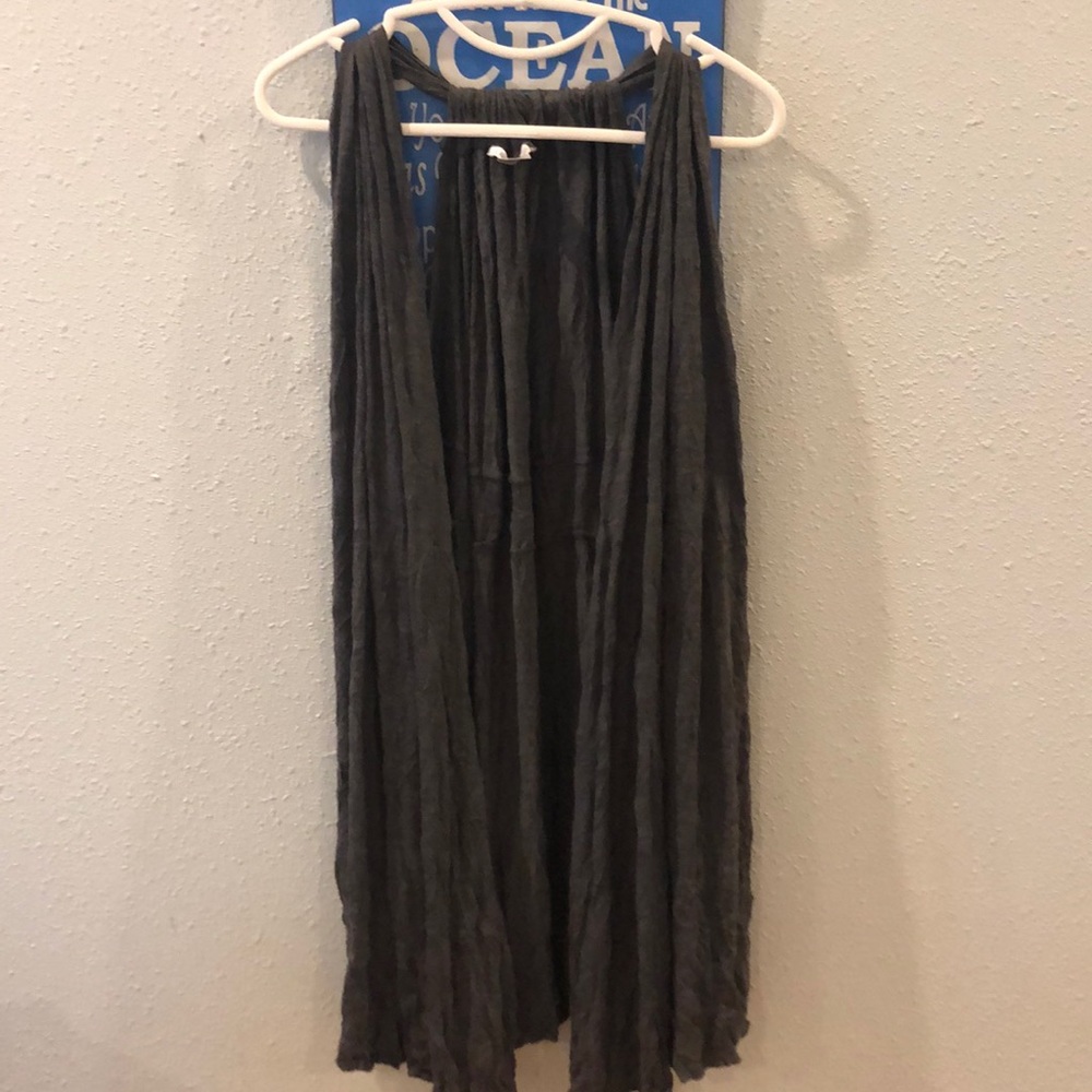 Gray long flowing vest